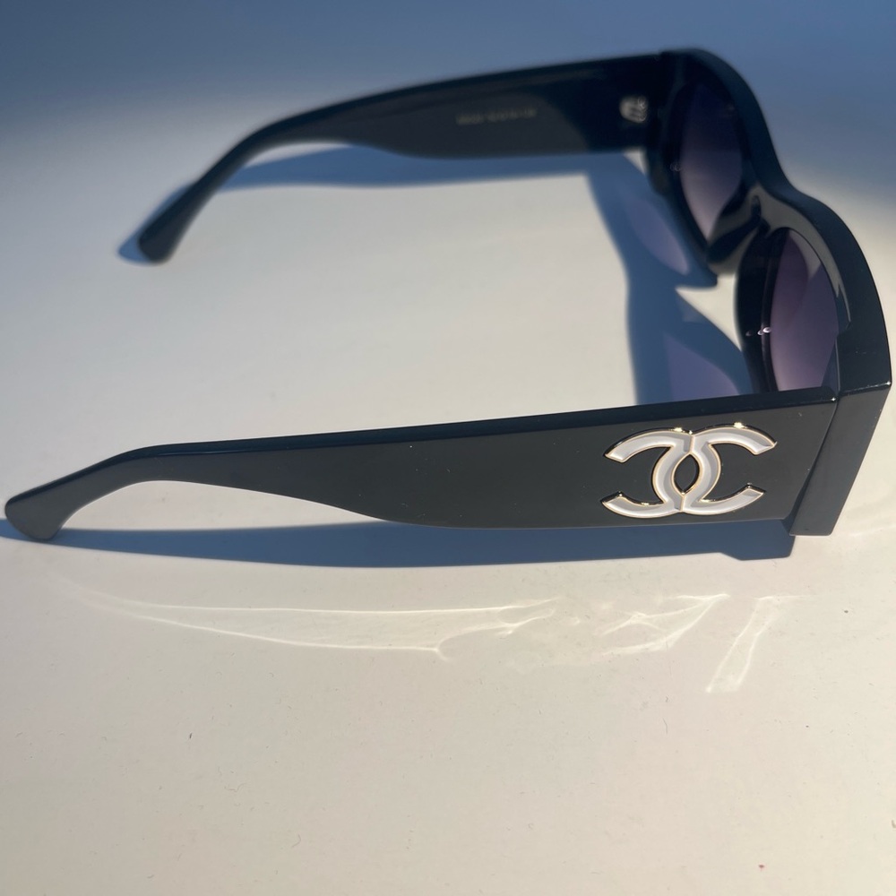 Chanel Dark Rectangular Sunglasses - image 4